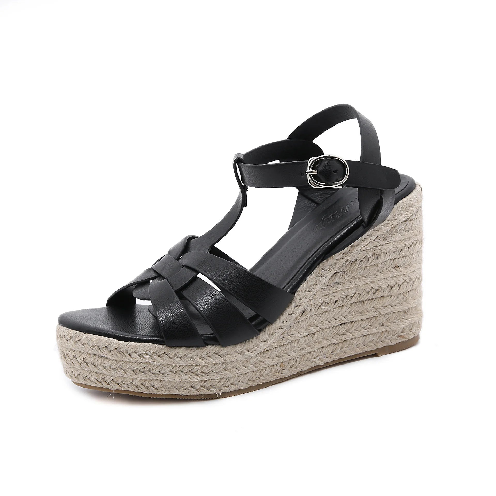 Straw Platform Wedge Shoes