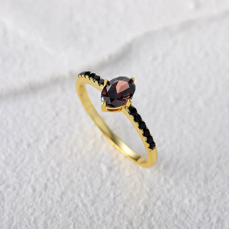 Exquisite Black Crystal Egg Shape  Ring